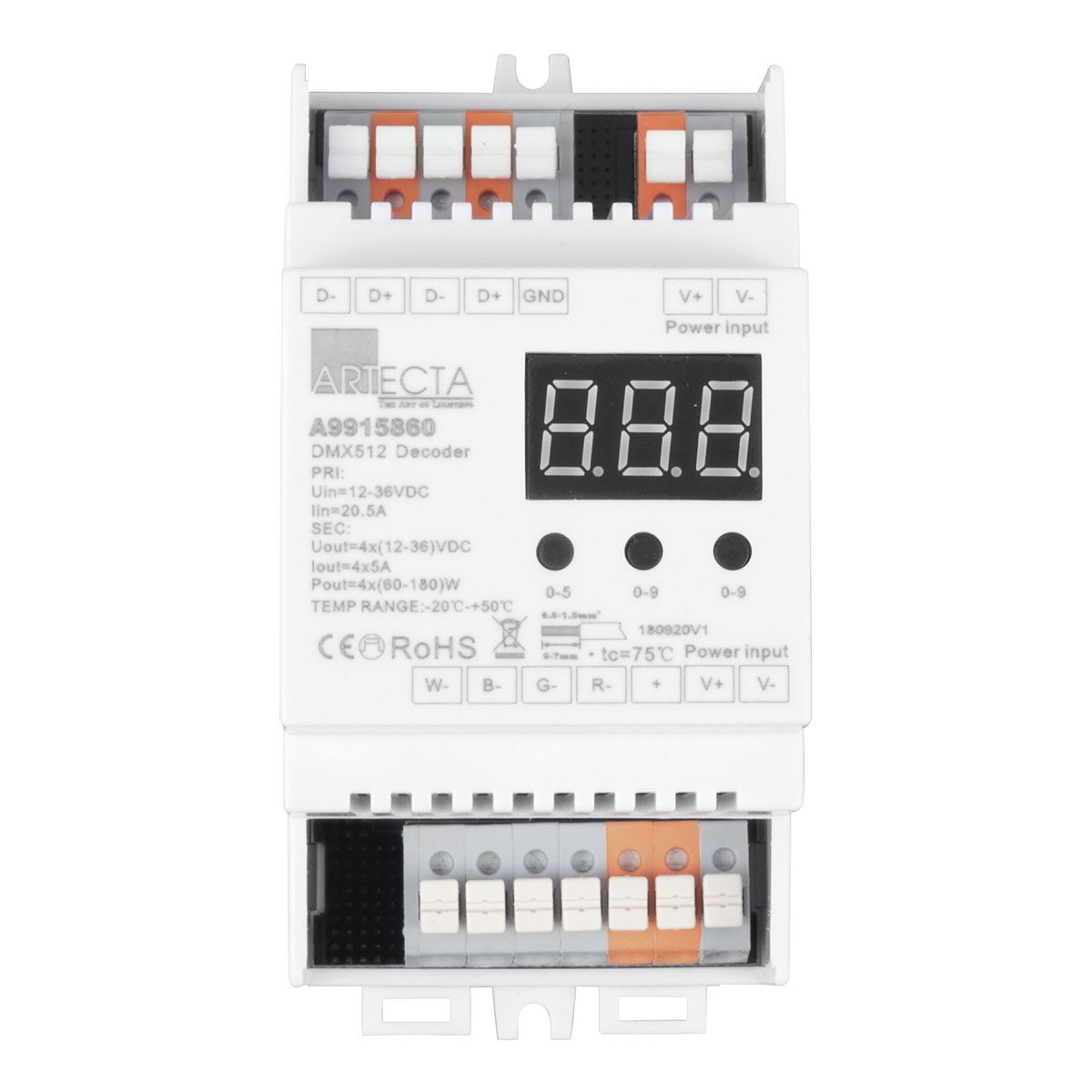Artecta Play-III DMX Din Rail Decoder Artecta Play-III DMX Din Rail Decoder