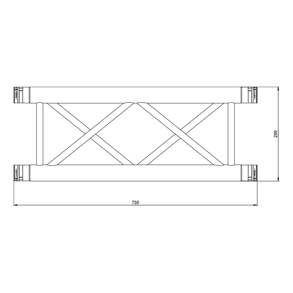 FORTEX FX34-L075 vierkant truss 75 cm zwart