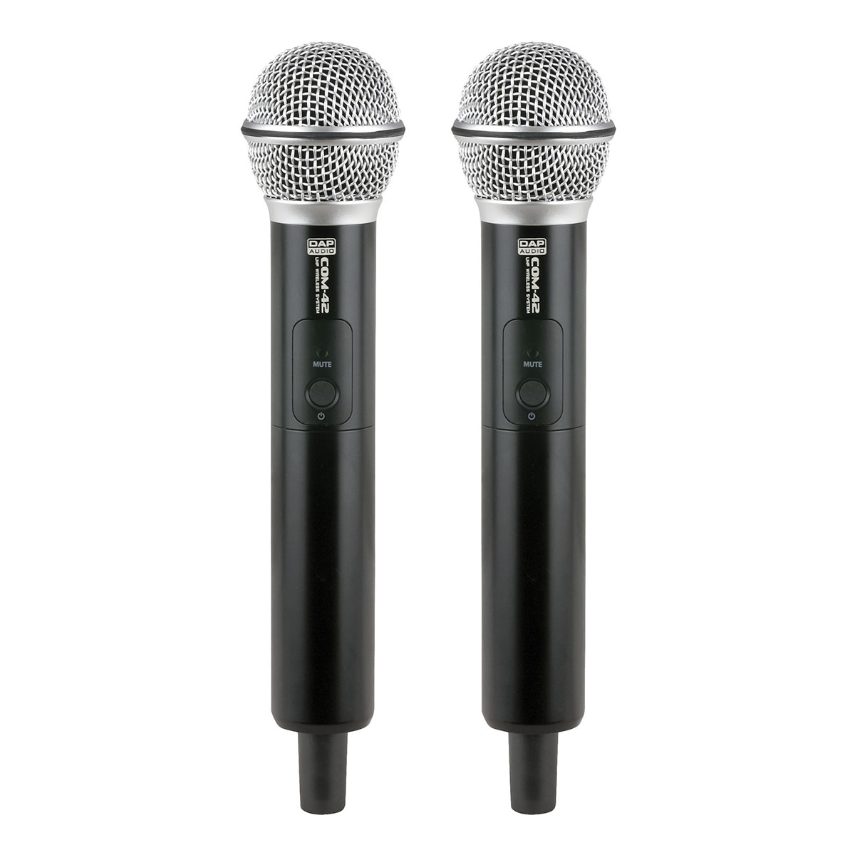 DAP COM-42 Draadloos UHF handheld microfoon systeem - 2-kanalen DAP COM-42 Draadloos UHF handheld microfoon systeem - 2-kanalen