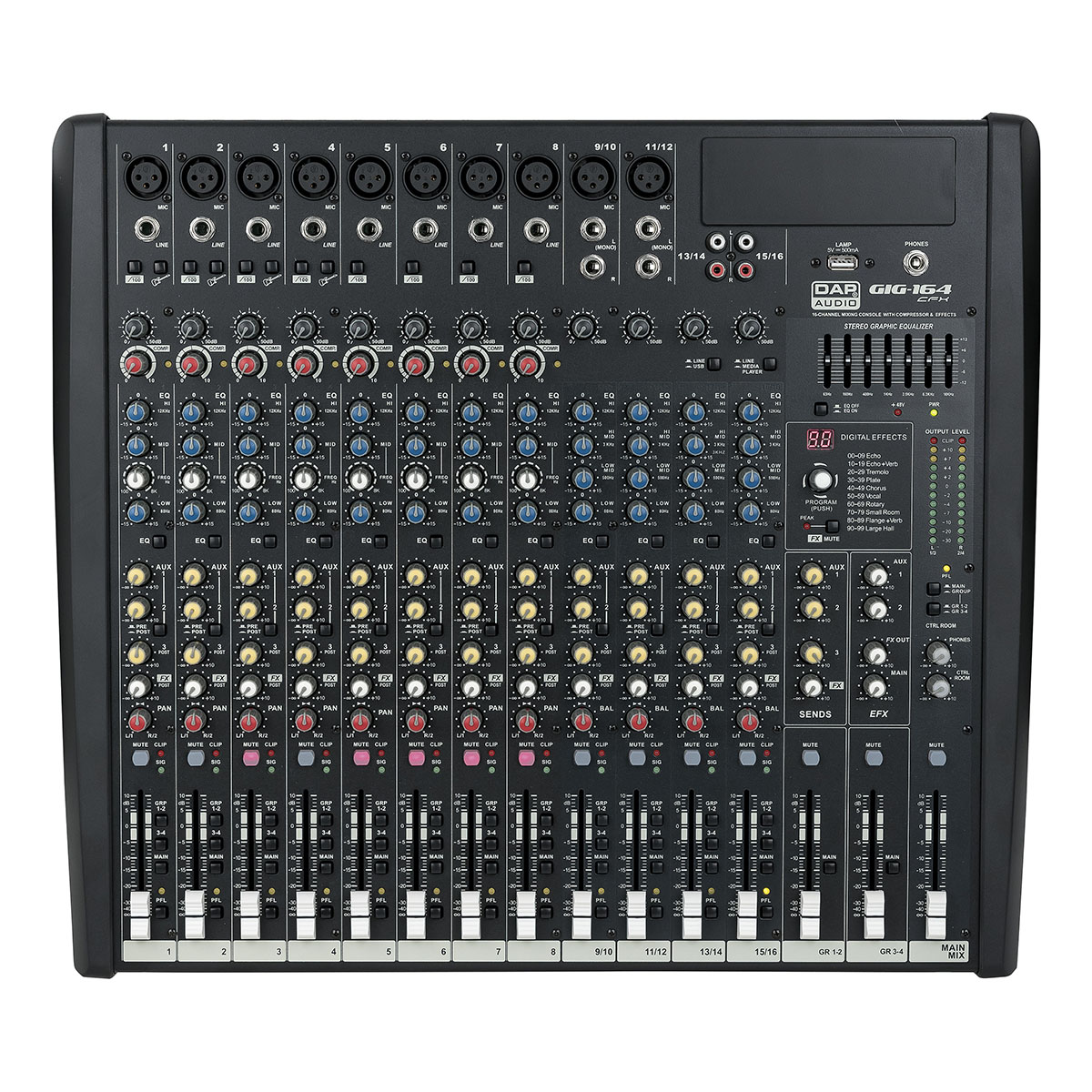 DAP GIG-164CFX Mixer 16 kanalen met dynamiek en DSP DAP GIG-164CFX Mixer 16 kanalen met dynamiek en DSP