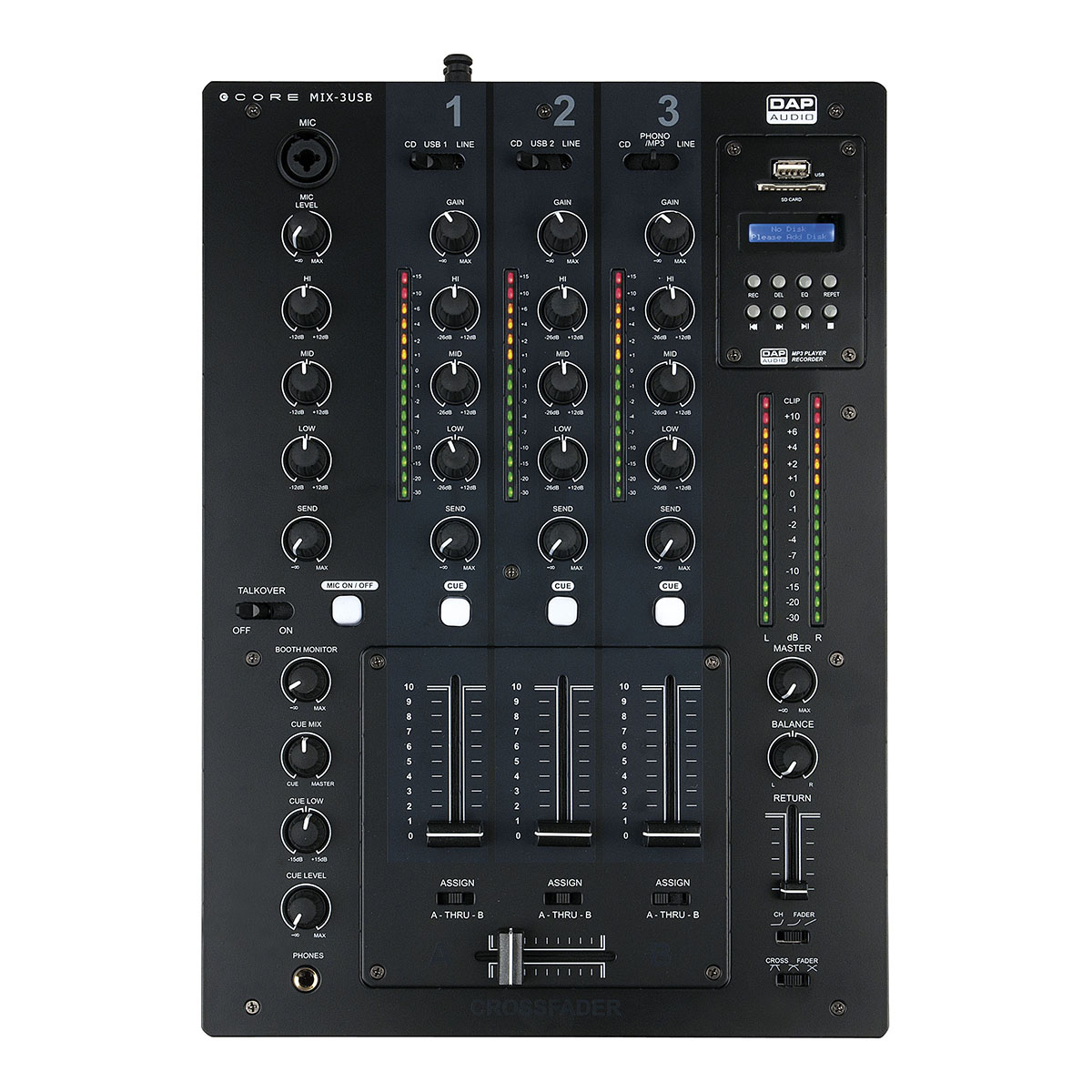 DAP CORE MIX-3 - DJ-mixer 3 kanalen met USB-interface DAP CORE MIX-3 - DJ-mixer 3 kanalen met USB-interface