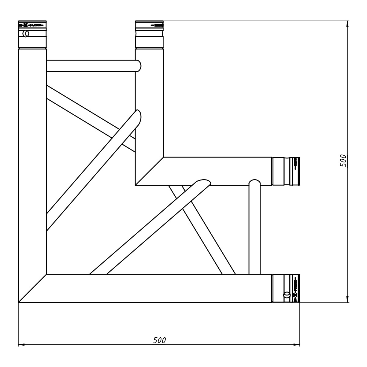 FORTEX FX33-C25 driehoek truss 2-weg 90 graden hoek apex in FORTEX FX33-C25 driehoek truss 2-weg 90 graden hoek apex in