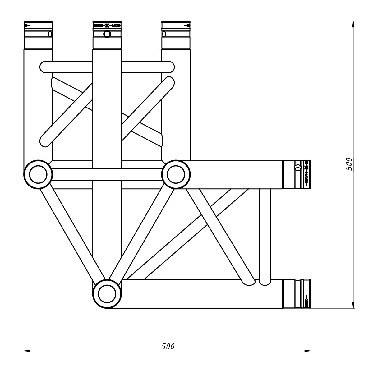 FORTEX FX33-C32 driehoek truss 3-weg 90 graden hoek apex up links FORTEX FX33-C32 driehoek truss 3-weg 90 graden hoek apex up links