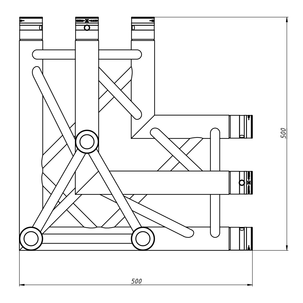 FORTEX FX33-C45 driehoek truss 4-weg 90 graden hoek links FORTEX FX33-C45 driehoek truss 4-weg 90 graden hoek links
