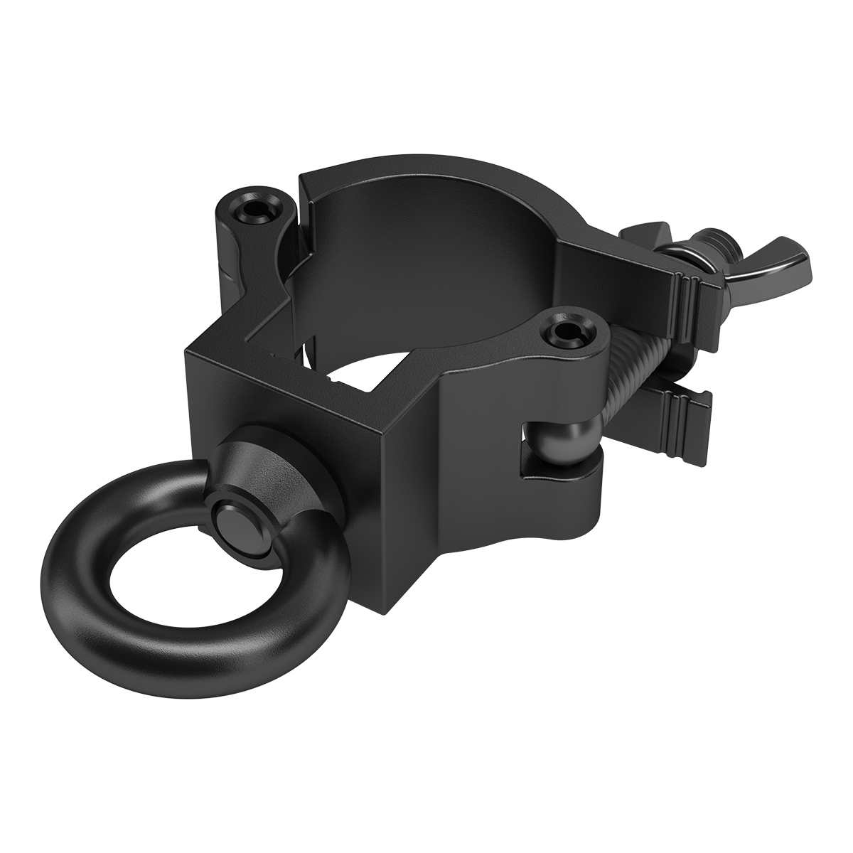 FORTEX Half Coupler truss klem WLL 75kg buis Ø32-35mm + hijsoog zwart FORTEX Half Coupler truss klem WLL 75kg buis Ø32-35mm + hijsoog zwart