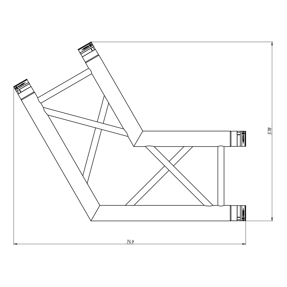 FORTEX FX34-C22 vierkant truss 2-weg 120 graden hoek FORTEX FX34-C22 vierkant truss 2-weg 120 graden hoek
