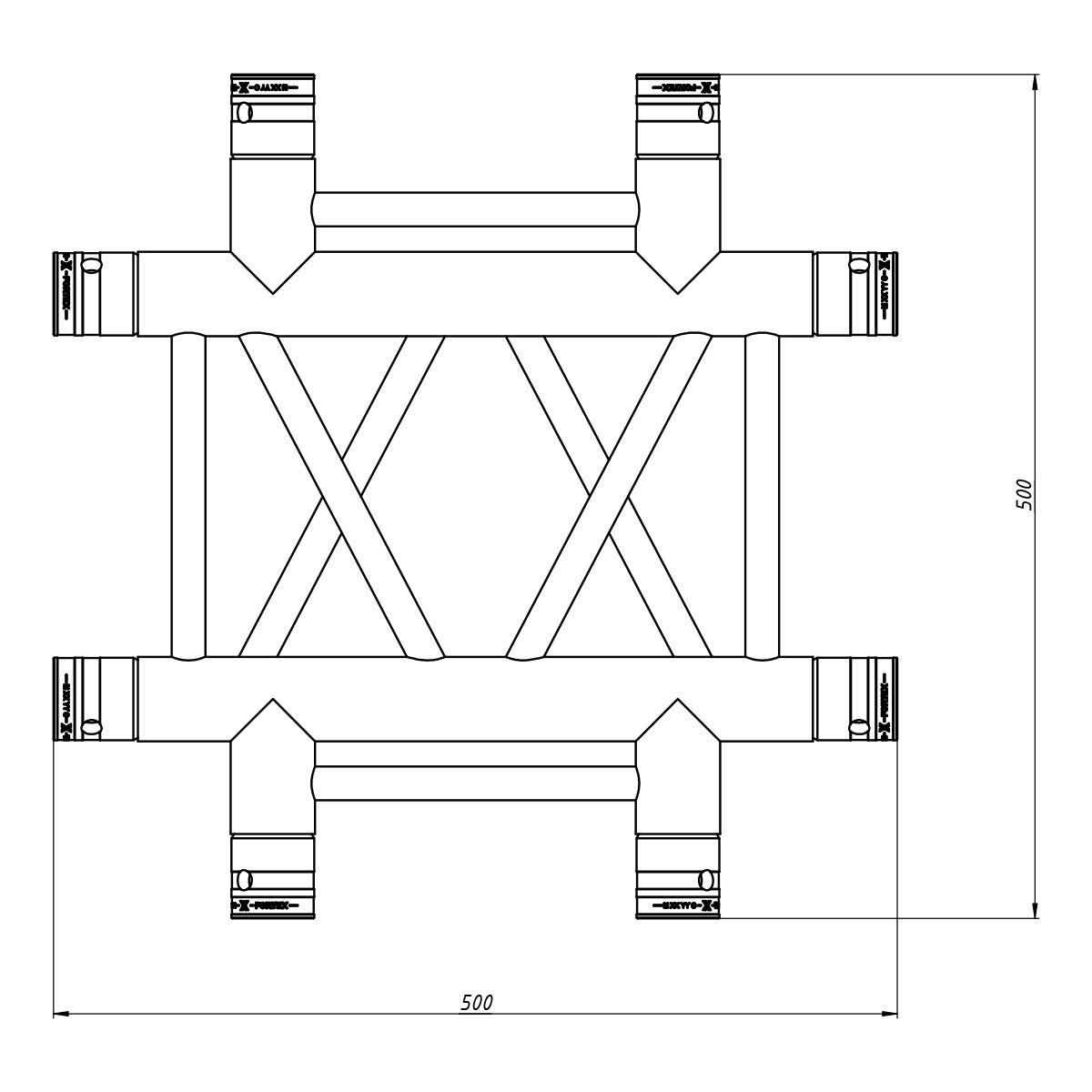 FORTEX FX34-C41 vierkant truss 4-weg kruis FORTEX FX34-C41 vierkant truss 4-weg kruis