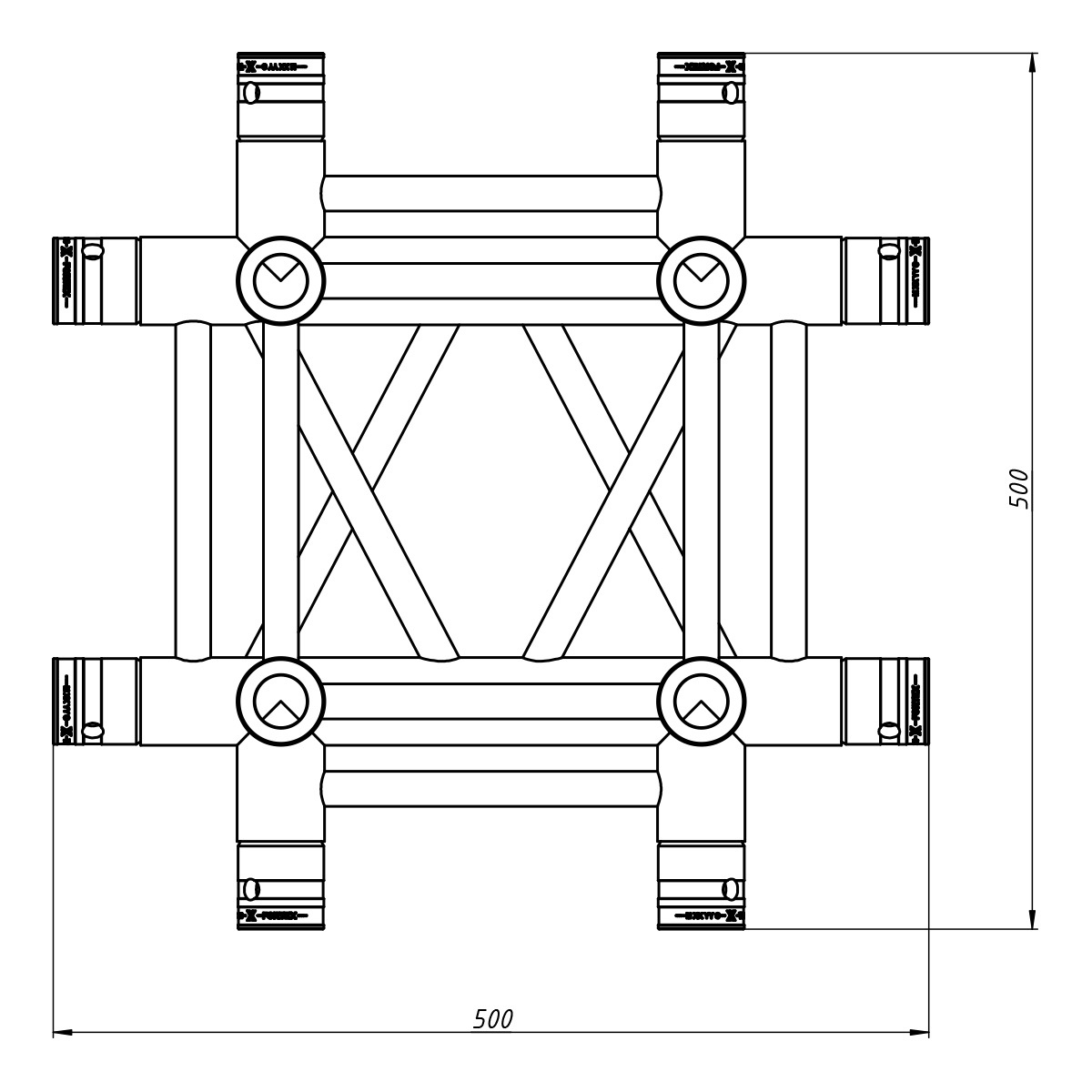 FORTEX FX34-C60 vierkant truss 6-weg kruis FORTEX FX34-C60 vierkant truss 6-weg kruis