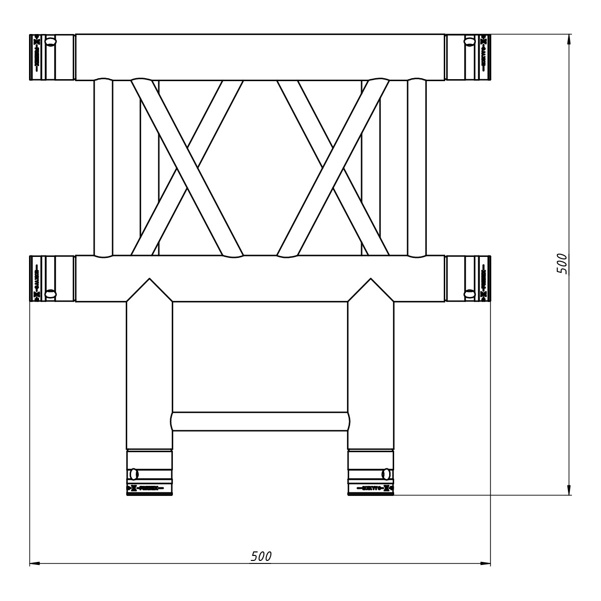 FORTEX FX34-T42 vierkant truss 4-weg T-stuk FORTEX FX34-T42 vierkant truss 4-weg T-stuk