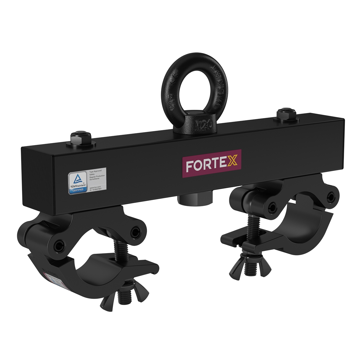 FORTEX truss hijsbracket voor 30 serie WLL 500kg Ø48-51mm zwart FORTEX truss hijsbracket voor 30 serie WLL 500kg Ø48-51mm zwart
