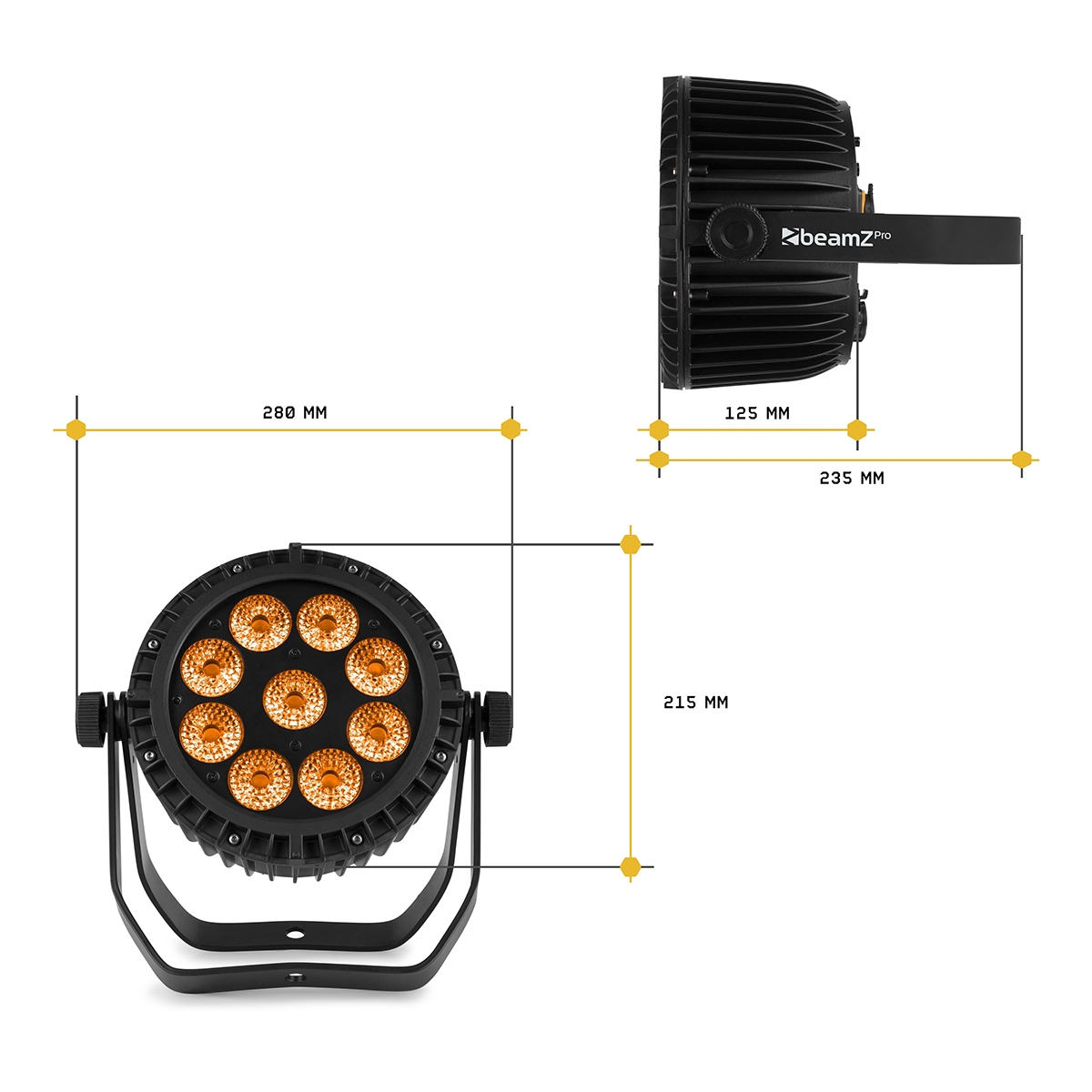 BeamZ WBP912IP aluminium accu LED par RGBAW-UV - 9x 12W BeamZ WBP912IP aluminium accu LED par RGBAW-UV - 9x 12W