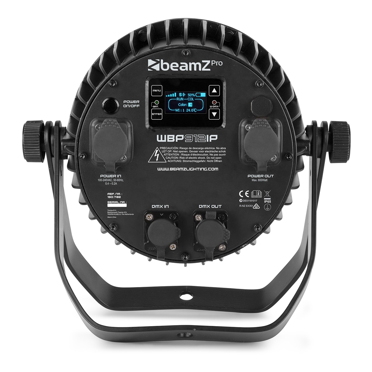 BeamZ WBP912IP aluminium accu LED par RGBAW-UV - 9x 12W BeamZ WBP912IP aluminium accu LED par RGBAW-UV - 9x 12W