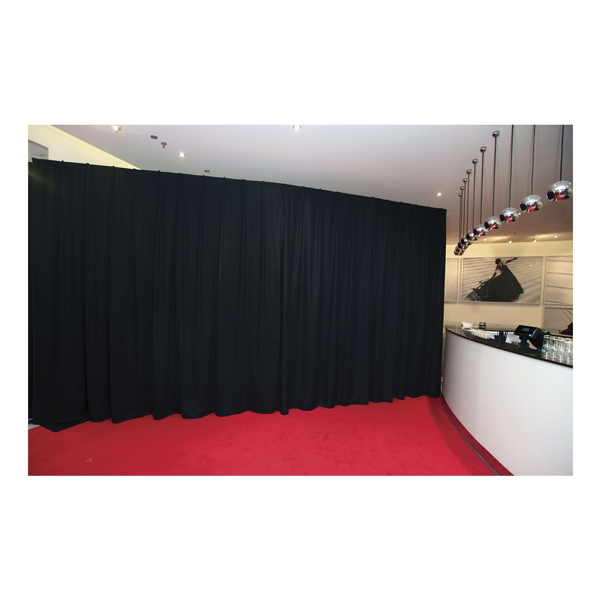 WENTEX® Pipe & Drape Molton gordijn 400x400 cm (bxh) 300 gram/m² geplooid - zwart WENTEX® Pipe & Drape Molton gordijn 400x400 cm (bxh) 300 gram/m² geplooid - zwart