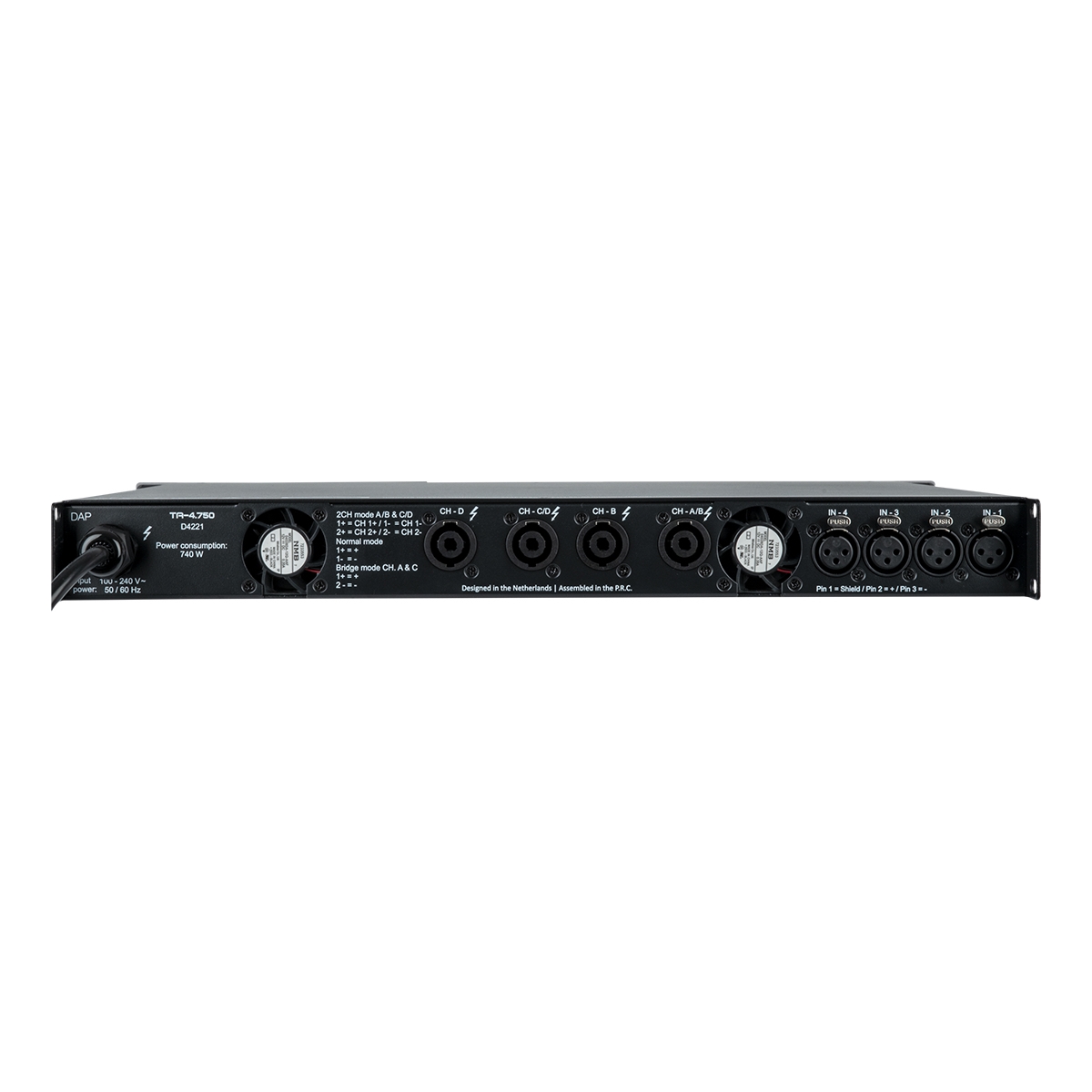 DAP TA-4.750 4x 750 W touring-versterker met DSP DAP TA-4.750 4x 750 W touring-versterker met DSP