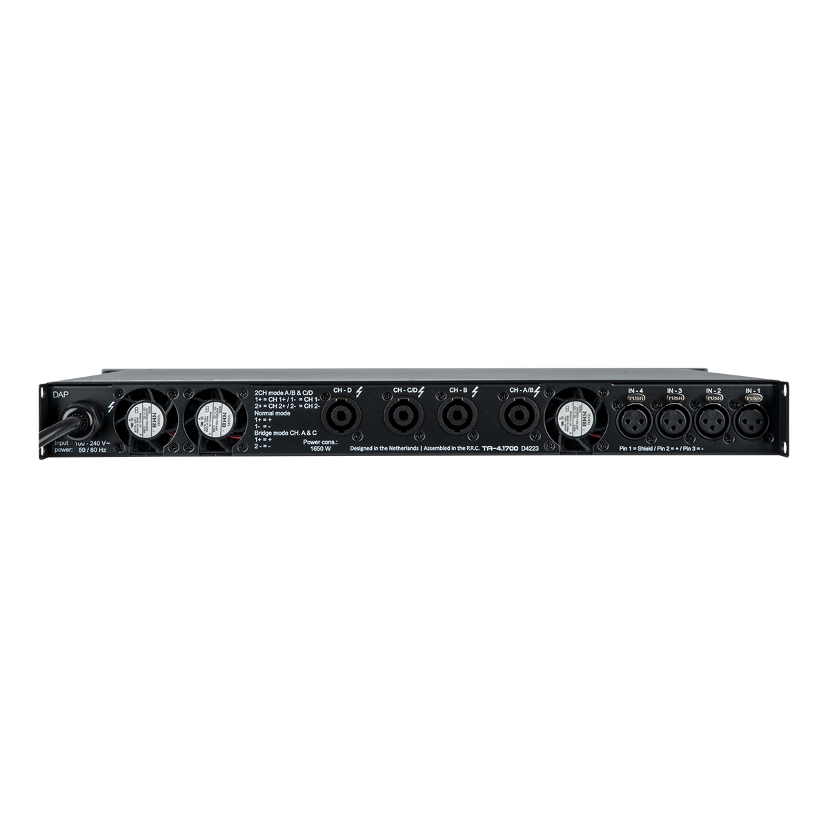 DAP TA-4.1700 4x 1700 W touring-versterker met DSP DAP TA-4.1700 4x 1700 W touring-versterker met DSP