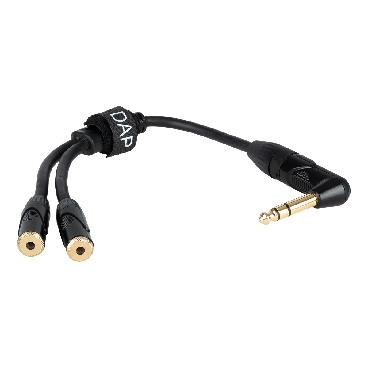 DAP FLA5 – right-angled male stereo jack to 2 female stereo mini-jack 0,3 m, zwart