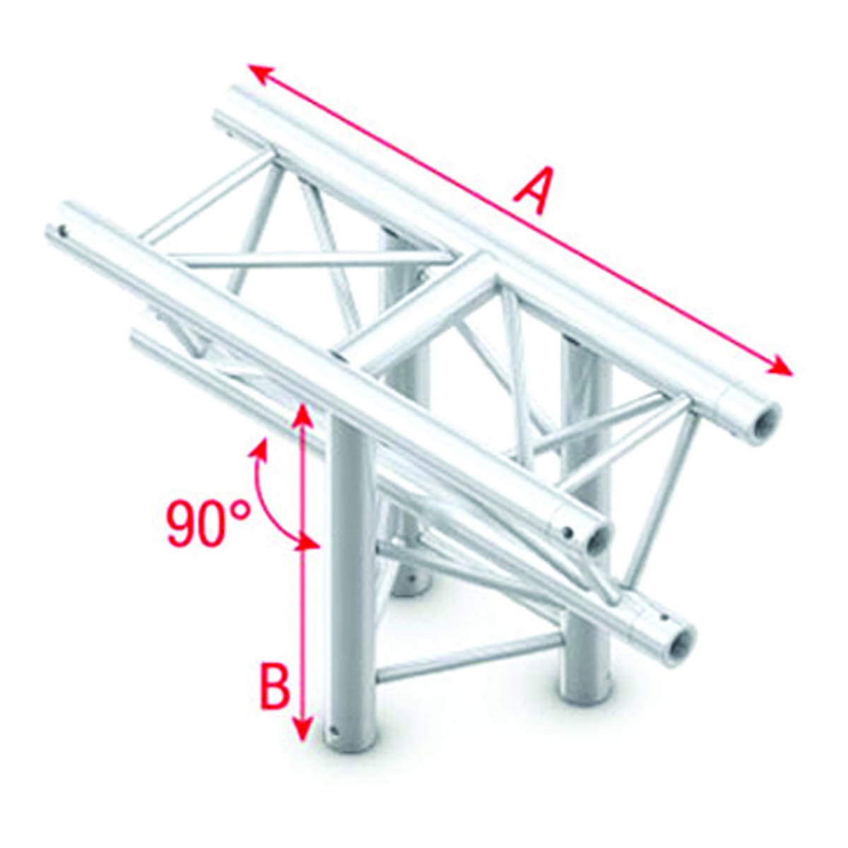 Milos Pro-30 Triangle F Truss - T-Cross vertical 3-way - apex down - 50 cm ATF35sp - 90° corner - silver - F