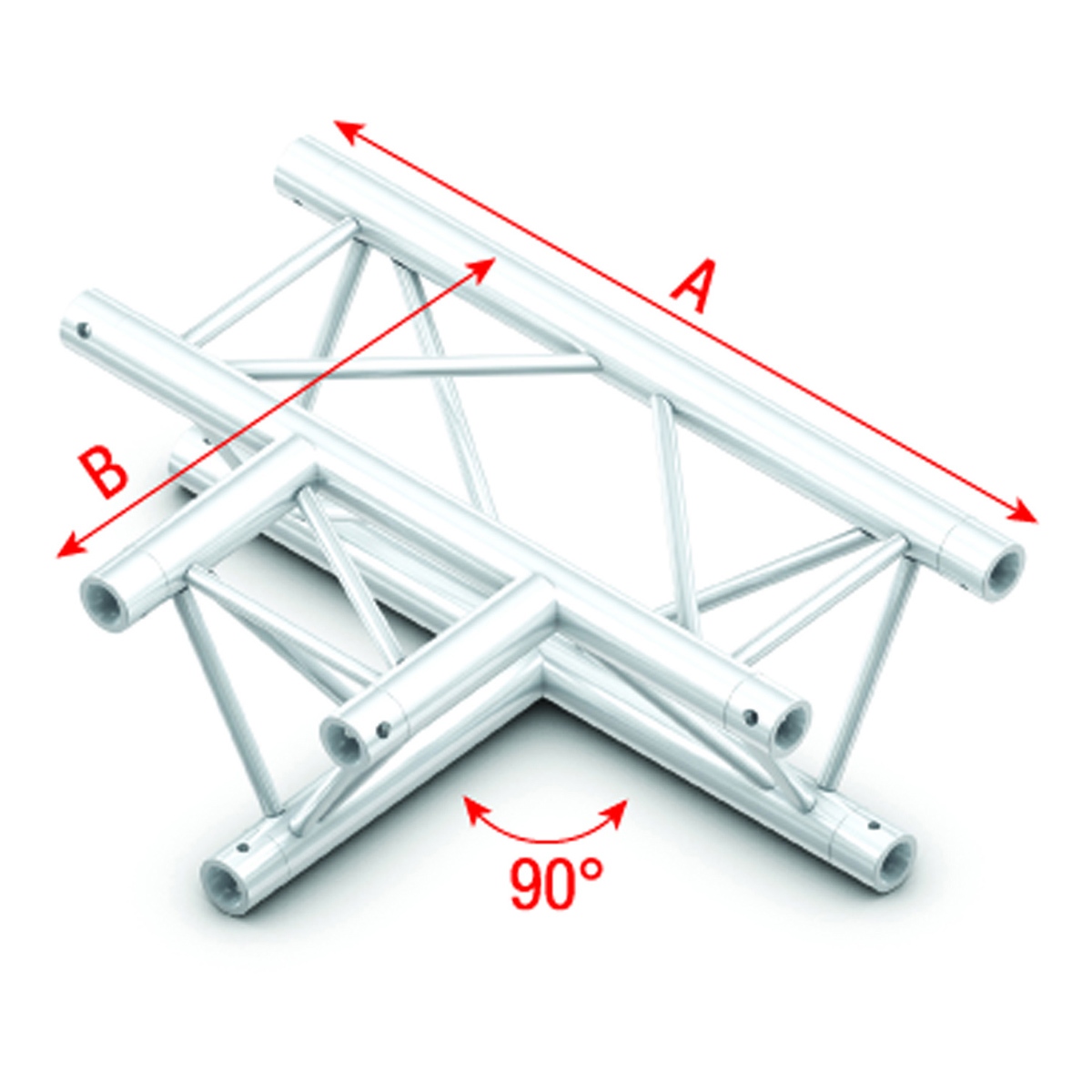 Milos Pro-30 Triangle F Truss - 3-way horizontal - 50 cm ATF36sp - 90° corner - silver - F Milos Pro-30 Triangle F Truss - 3-way horizontal - 50 cm ATF36sp - 90° corner - silver - F