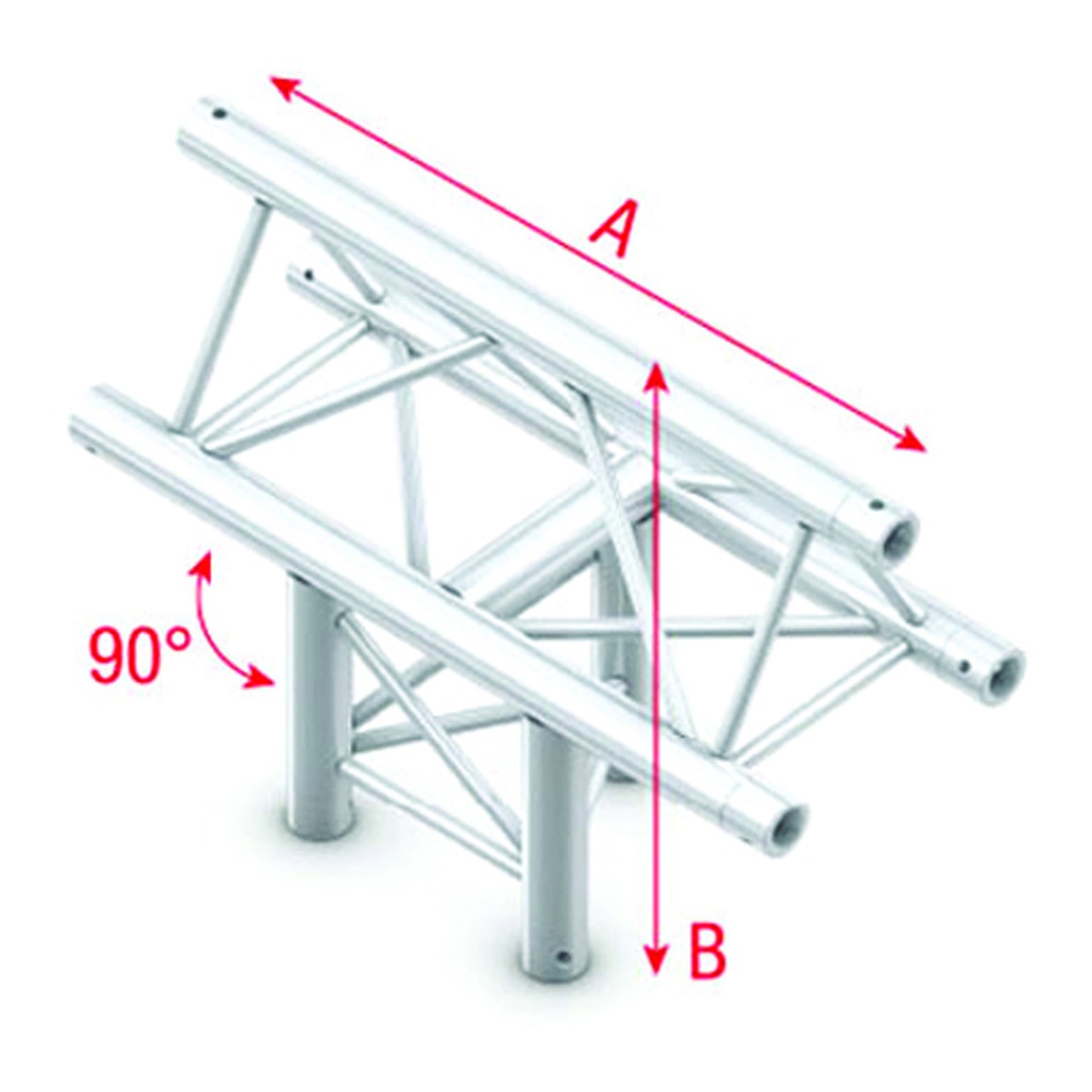 Milos Pro-30 Triangle F Truss - T-Cross vertical - 3-way - apex up - 50 cm ATF35Bsp - 90° corner - silver - F Milos Pro-30 Triangle F Truss - T-Cross vertical - 3-way - apex up - 50 cm ATF35Bsp - 90° corner - silver - F