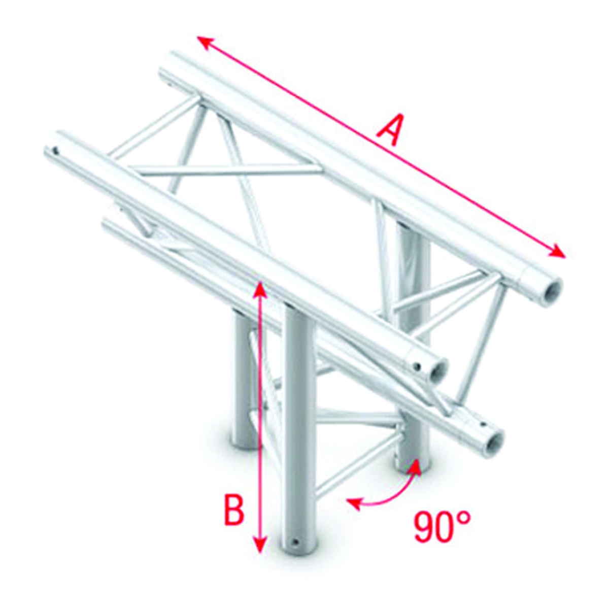 Milos Pro-30 Triangle F Truss - T-Cross vertical - 3-way - apex down - 50 cm ATF37sp - 90° corner - silver - F Milos Pro-30 Triangle F Truss - T-Cross vertical - 3-way - apex down - 50 cm ATF37sp - 90° corner - silver - F