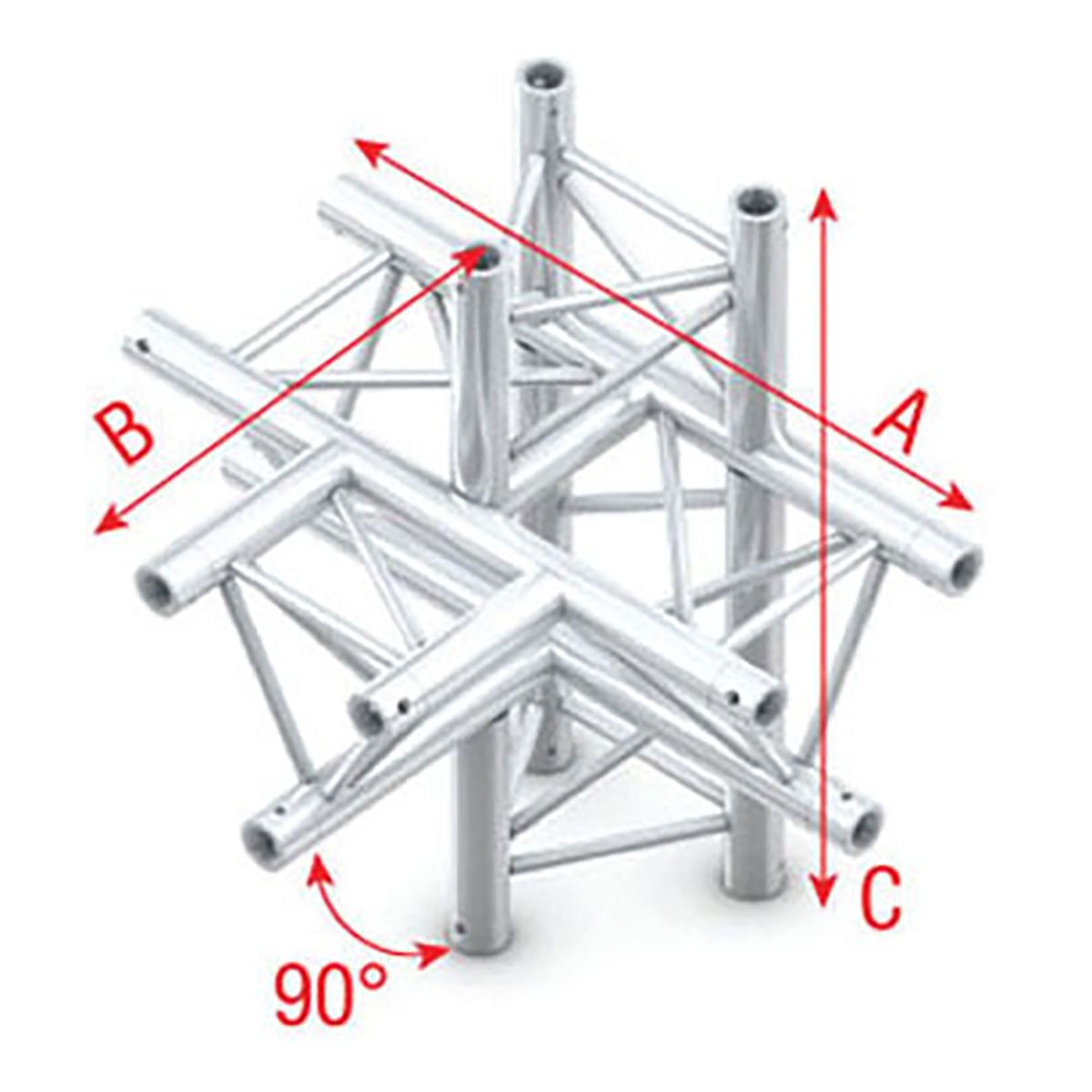 Milos Pro-30 Triangle F Truss - T-Cross + up/down 5-way - 50 cm ATF51sp - 90° corner - silver - F