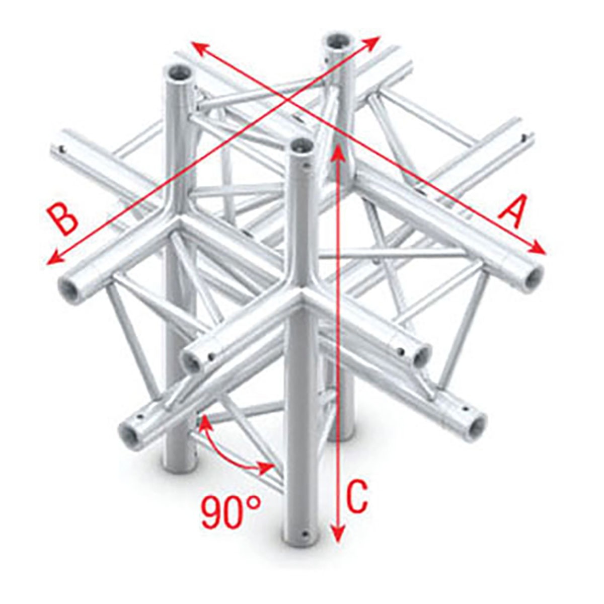 Milos Pro-30 Triangle F Truss - Cross up/down 6-way - 50 cm ACF61sp - 90° corner - silver - F