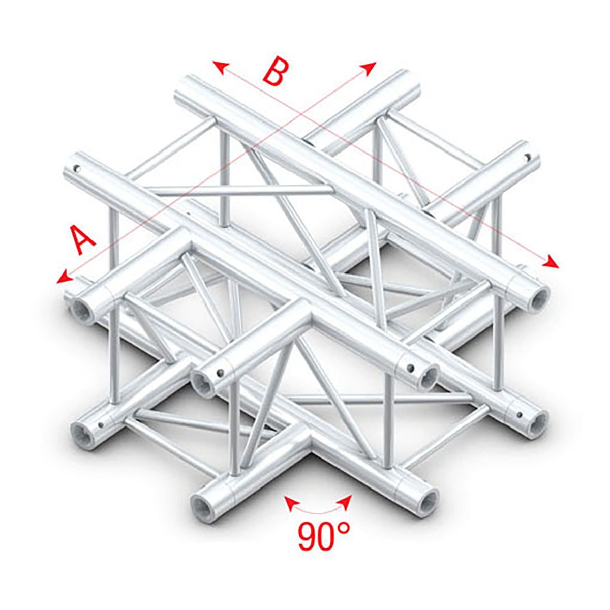 Milos Pro-30 Square P Truss - Cross 4-way - 50 cm QCB41sp - 90° corner - silver - P