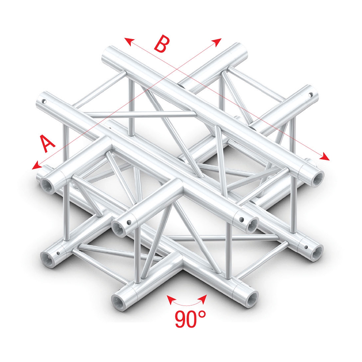 Milos Pro-30 Square P Truss - Cross 4-way - 50 cm QCB41sp - 90° corner - silver - P Milos Pro-30 Square P Truss - Cross 4-way - 50 cm QCB41sp - 90° corner - silver - P