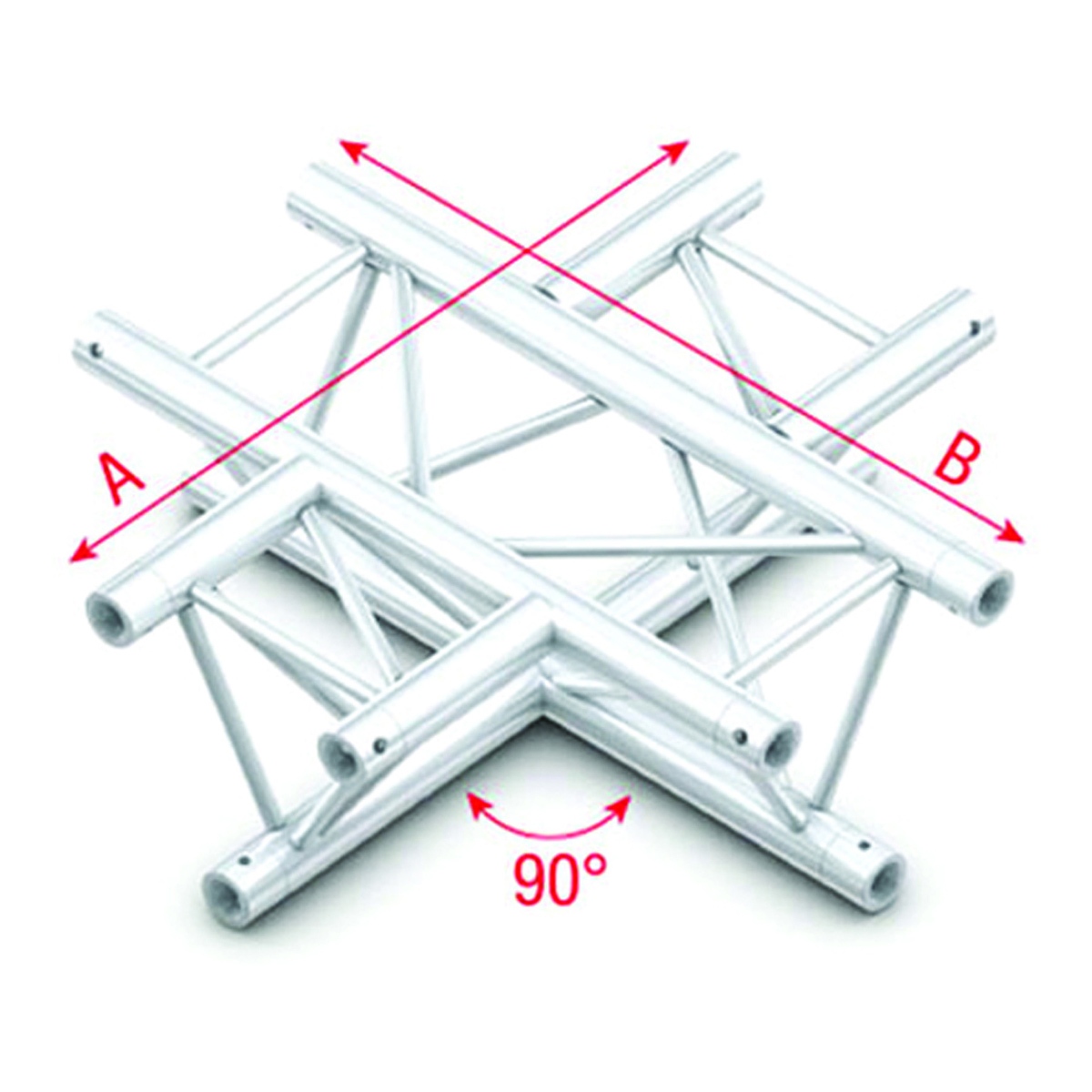 Milos Pro-30 Triangle P Truss - Cross 4-way - 50 cm ACB41sp - 90° corner - silver - P