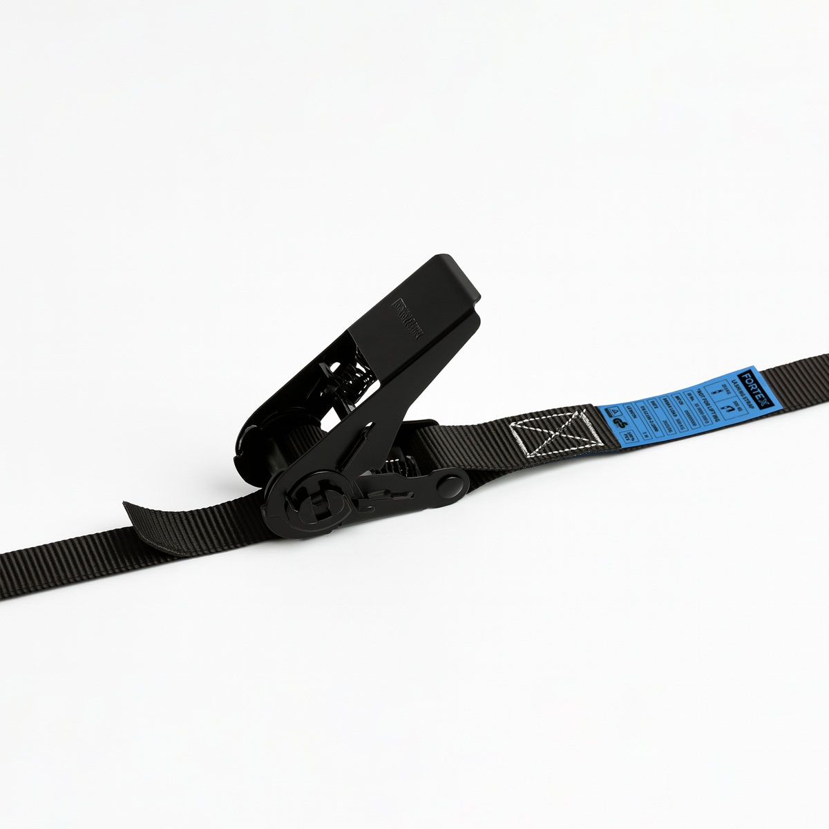 FORTEX 1-delige spanband met ratel - 25mm - 250/500daN - 4 meter zwart FORTEX 1-delige spanband met ratel - 25mm - 250/500daN - 4 meter zwart