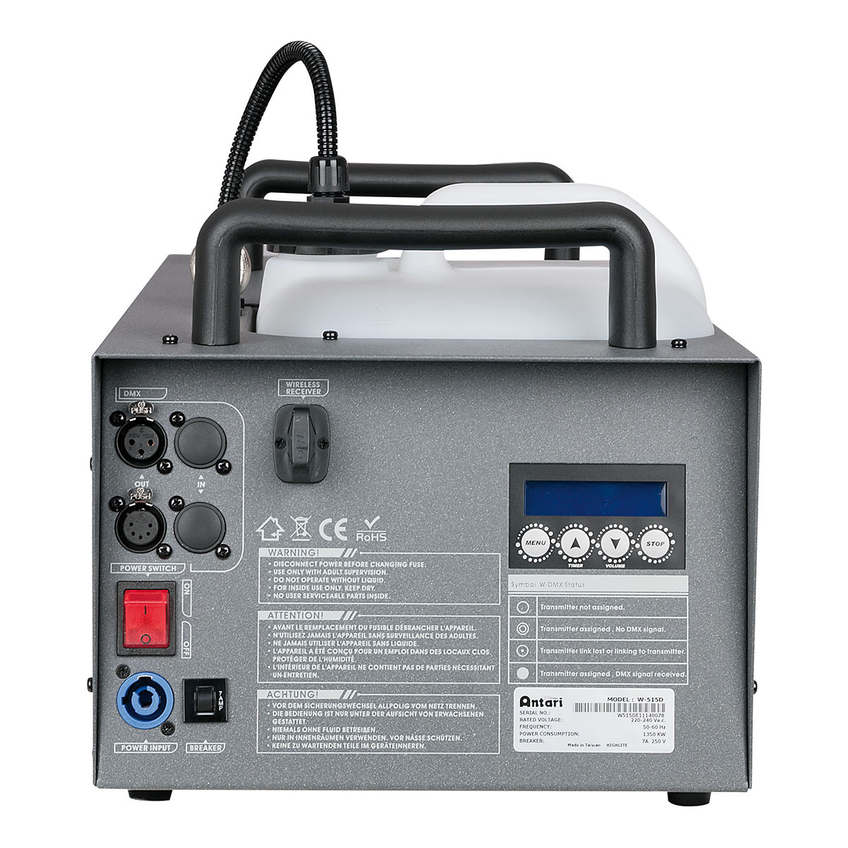 Antari W-515D Pro Rookmachine met draadloos DMX - 1500W Antari W-515D Pro Rookmachine met draadloos DMX - 1500W