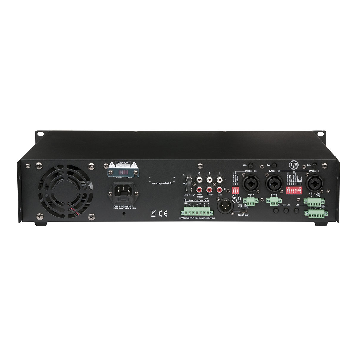 DAP PA-7120 Mengversterker 120W - 100V DAP PA-7120 Mengversterker 120W - 100V