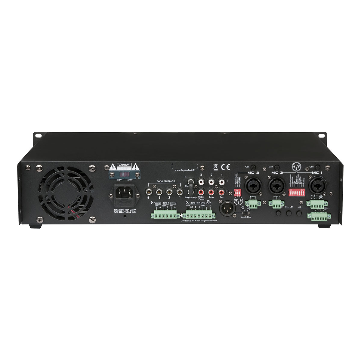 DAP ZA-7250 Mengversterker 4-zone 250W - 100V DAP ZA-7250 Mengversterker 4-zone 250W - 100V