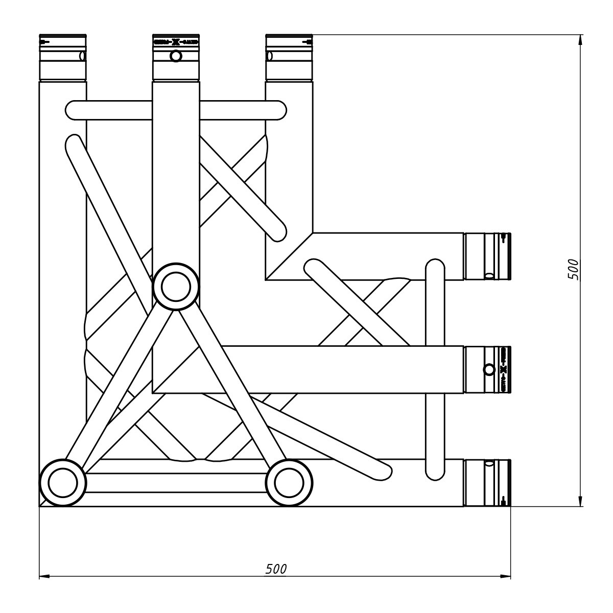 FORTEX FX33-C45 driehoek truss 4-weg 90 graden hoek links FORTEX FX33-C45 driehoek truss 4-weg 90 graden hoek links
