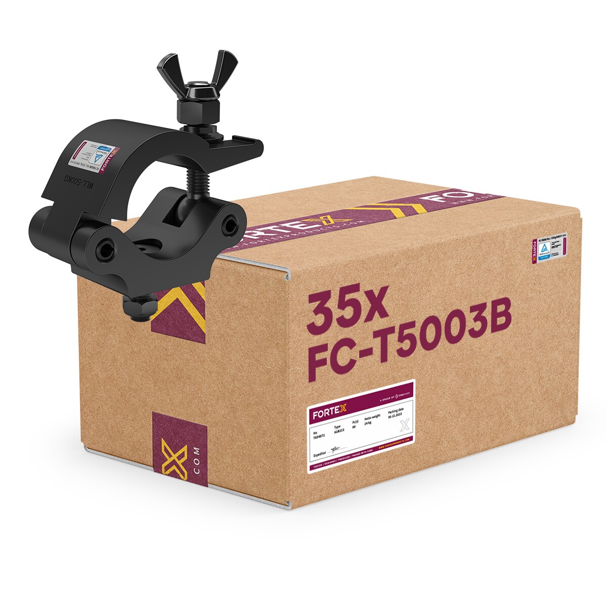 35x FORTEX Half Coupler truss klem WLL 500kg buis Ø48-51mm 35x FORTEX Half Coupler truss klem WLL 500kg buis Ø48-51mm