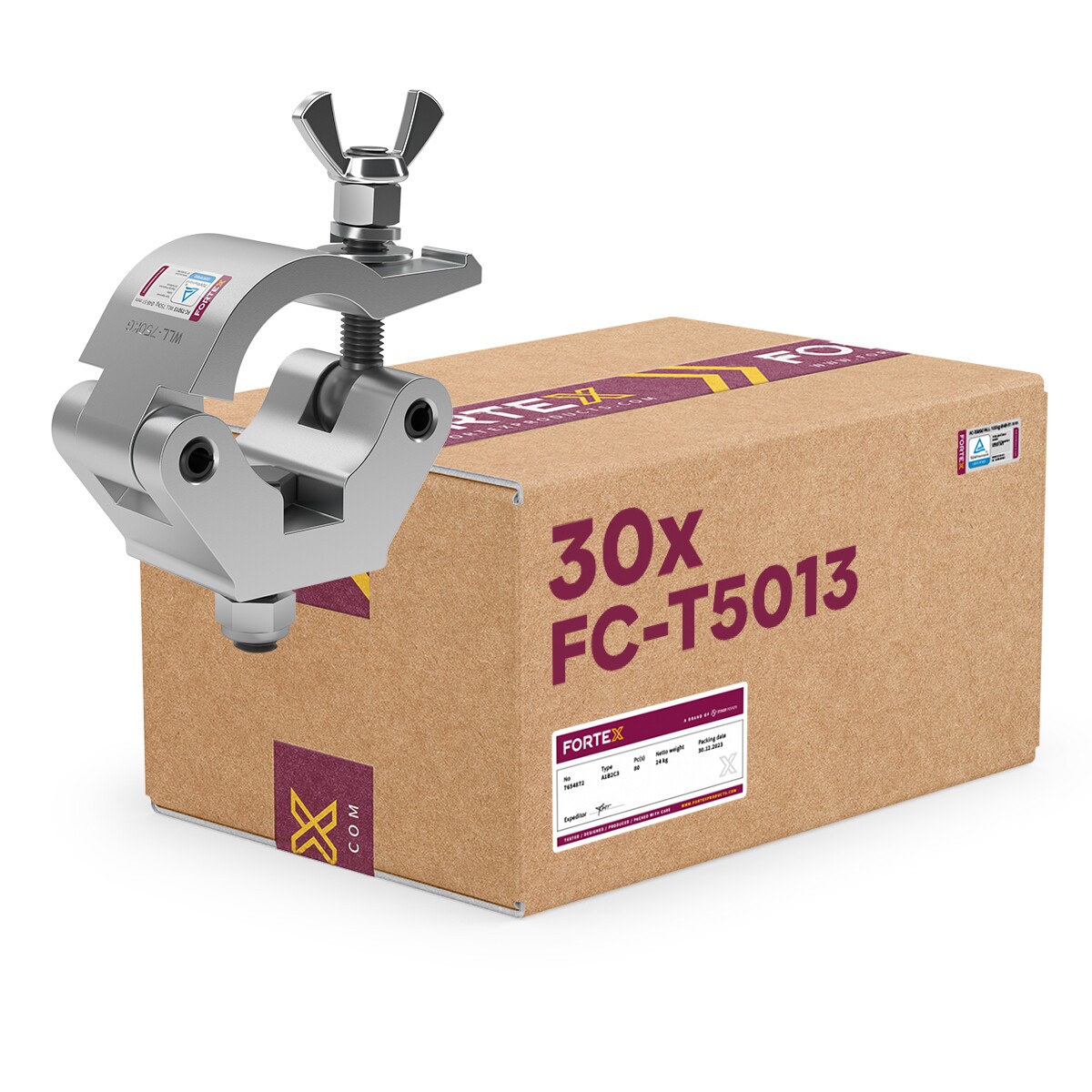 30x FORTEX Half Coupler truss klem WLL 750kg buis Ø48-51mm 30x FORTEX Half Coupler truss klem WLL 750kg buis Ø48-51mm