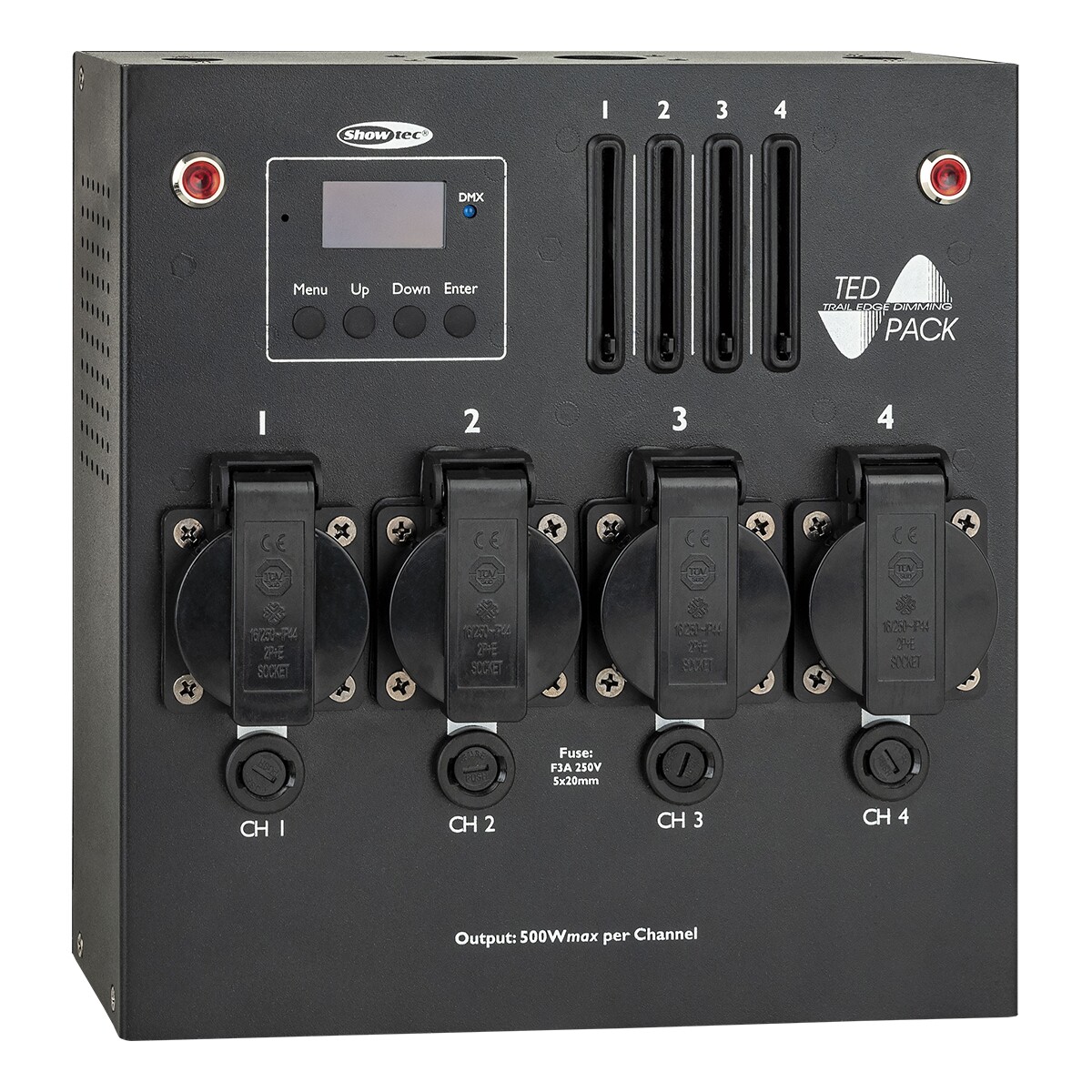 Showtec TED Pack LC CEE 7/5 4-Kanaals dimmer pack met local control - UK Outputs Showtec TED Pack LC CEE 7/5 4-Kanaals dimmer pack met local control - UK Outputs