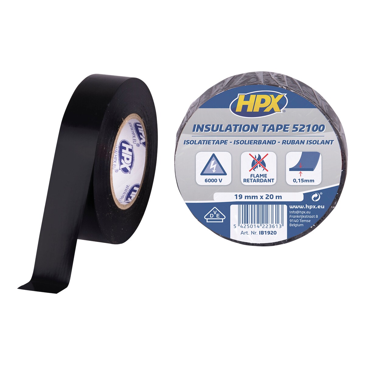 HPX PVC Insulation tape 52100 Zwart - 19 mm / 10 m