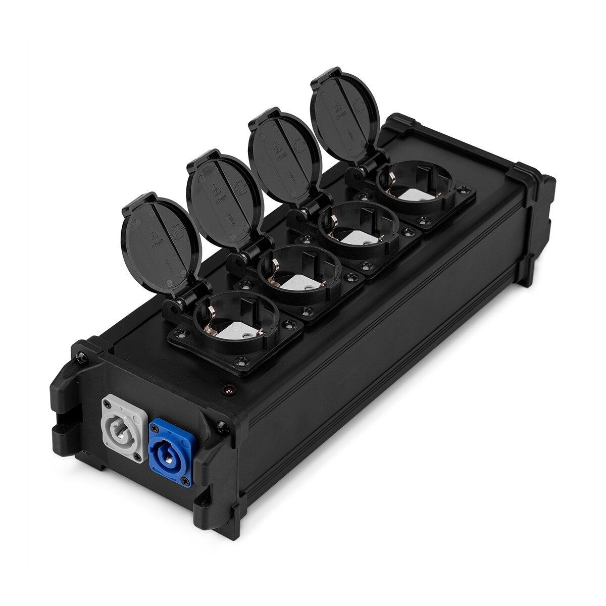 PD Connex PSB40 4-voudige Schuko stroomverdeler met powerCON IN en OUT doorlus - zwart PD Connex PSB40 4-voudige Schuko stroomverdeler met powerCON IN en OUT doorlus - zwart