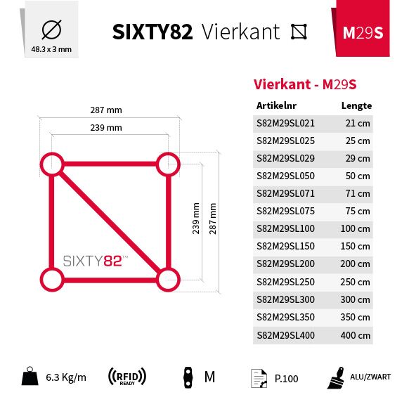 SIXTY82 vierkant truss 21 cm heavy M29S-L021 SIXTY82 vierkant truss 21 cm heavy M29S-L021