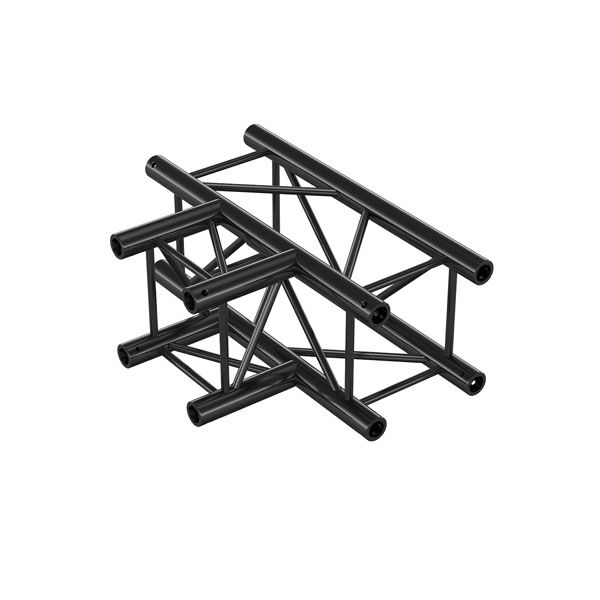 Milos QTF35 truss vierkant 3-weg t-stuk zwart Milos QTF35 truss vierkant 3-weg t-stuk zwart