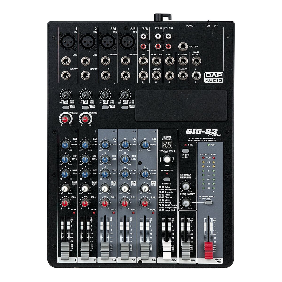 DAP GIG-83CFX Mixer 8 kanalen met dynamiek en DSP