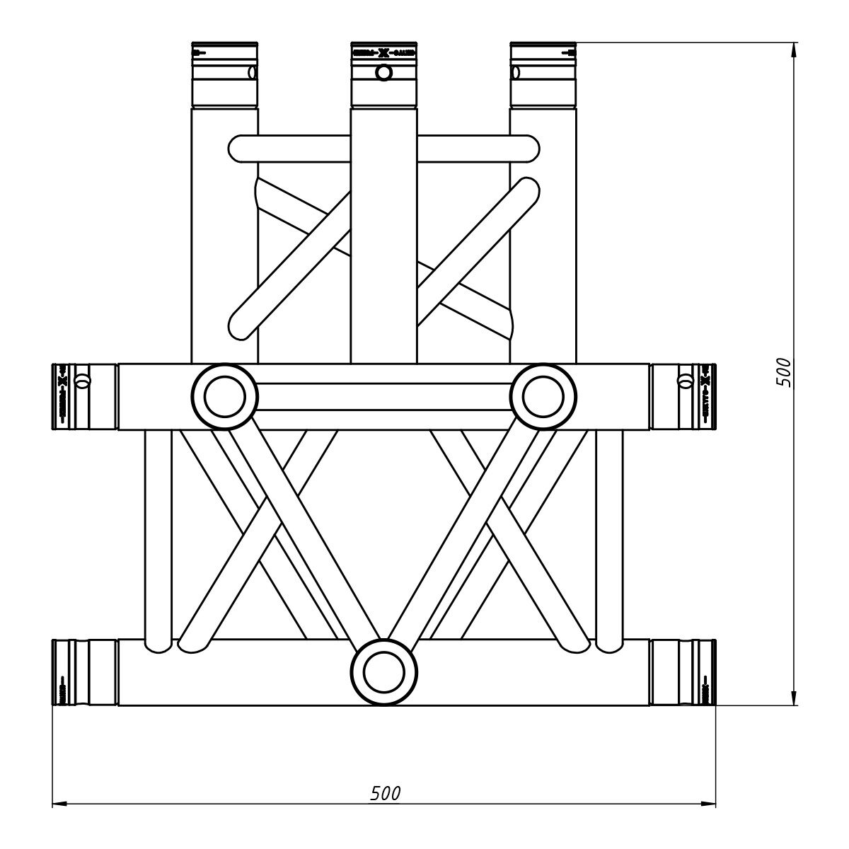 FORTEX FX33-T43 driehoek truss 4-weg T-stuk apex up FORTEX FX33-T43 driehoek truss 4-weg T-stuk apex up