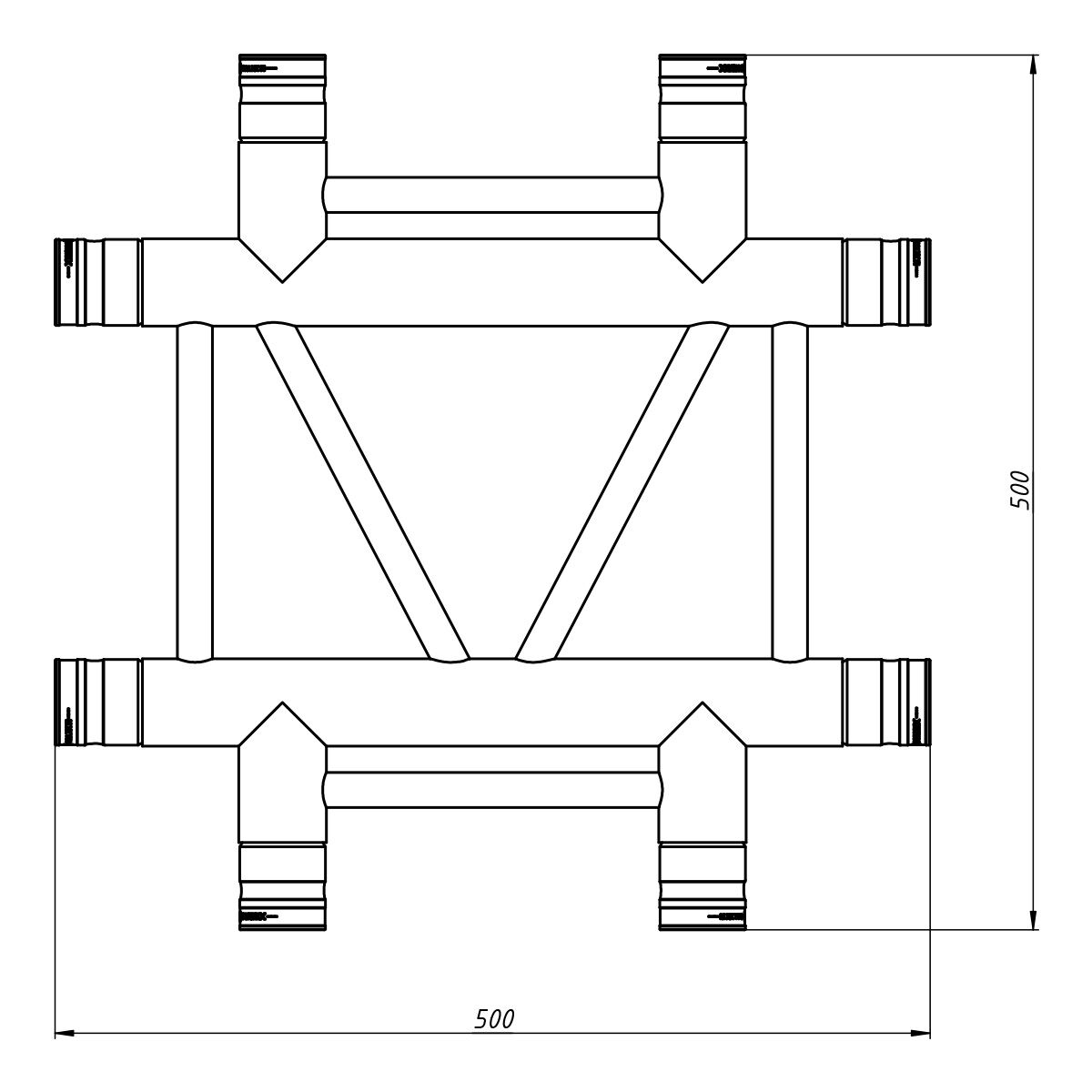 FORTEX FX32-C41-H ladder truss 4-weg kruis horizontaal FORTEX FX32-C41-H ladder truss 4-weg kruis horizontaal