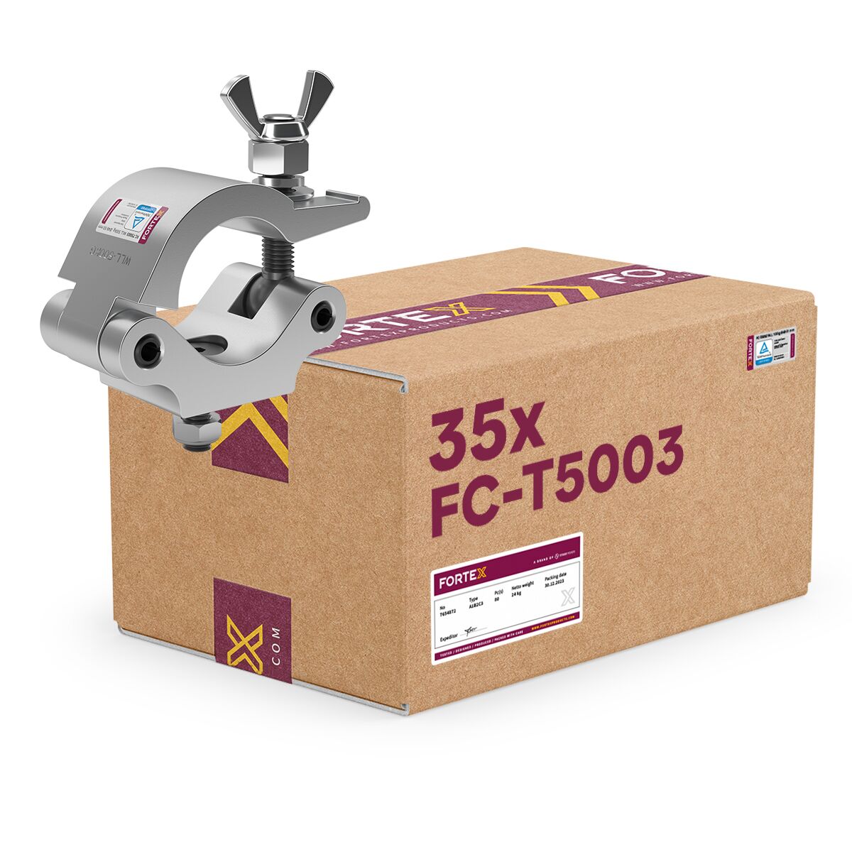 35x FORTEX Half Coupler truss klem WLL 500kg buis Ø48-51mm 35x FORTEX Half Coupler truss klem WLL 500kg buis Ø48-51mm