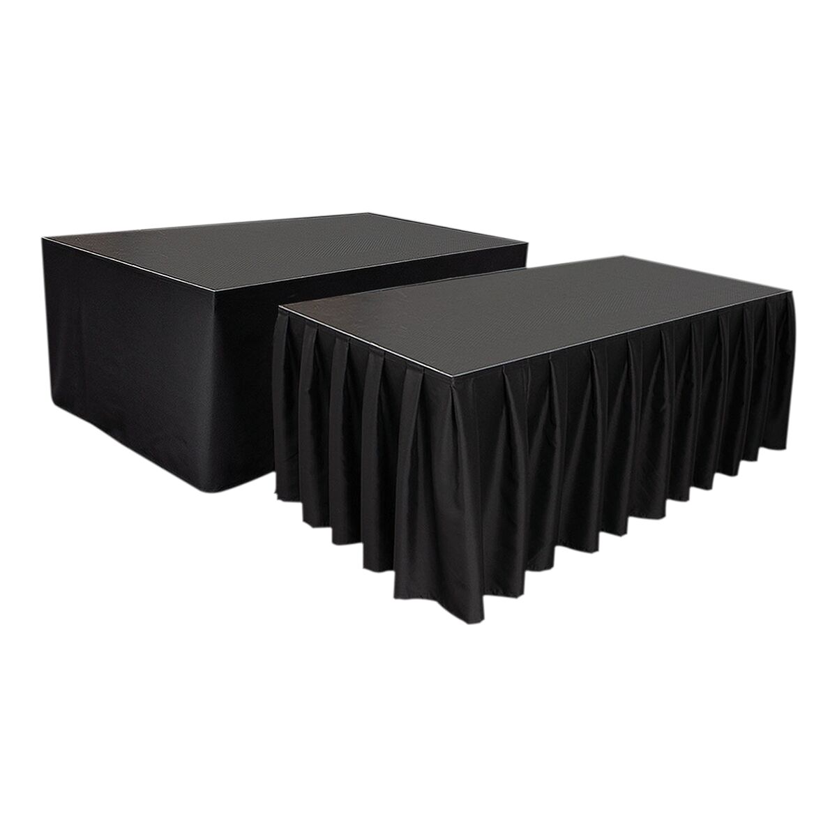 WENTEX® Stage Skirt MCS 300 g/m² Zwart - 620 x 100 cm (B x H) - geplooid WENTEX® Stage Skirt MCS 300 g/m² Zwart - 620 x 100 cm (B x H) - geplooid