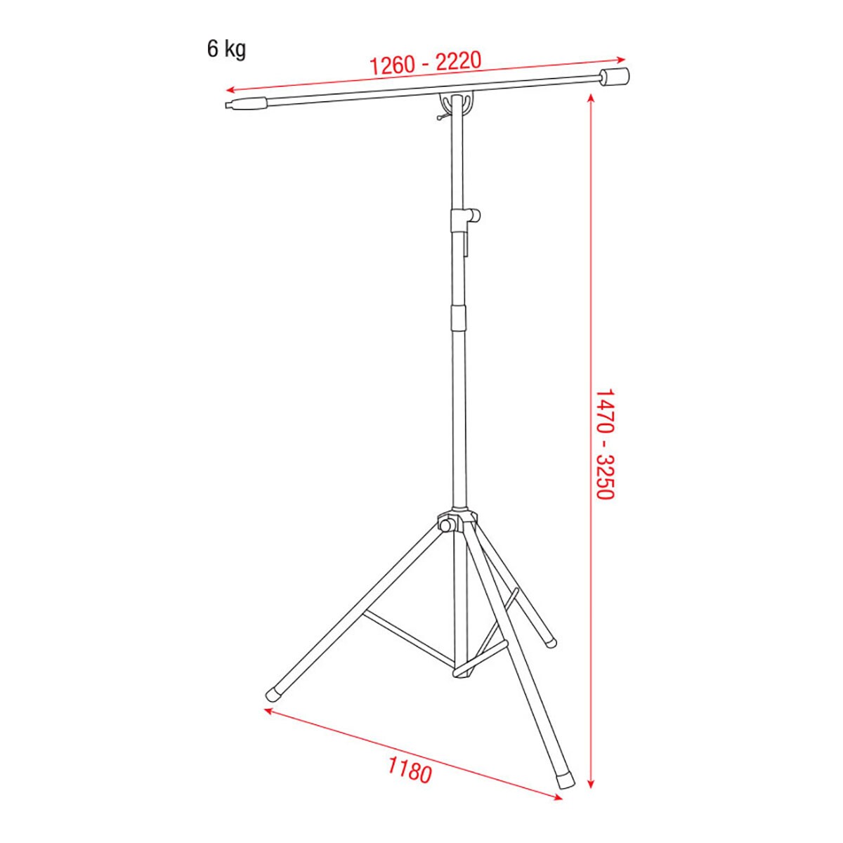 Showgear Microphone stand for overhead 1470-3250 Showgear Microphone stand for overhead 1470-3250