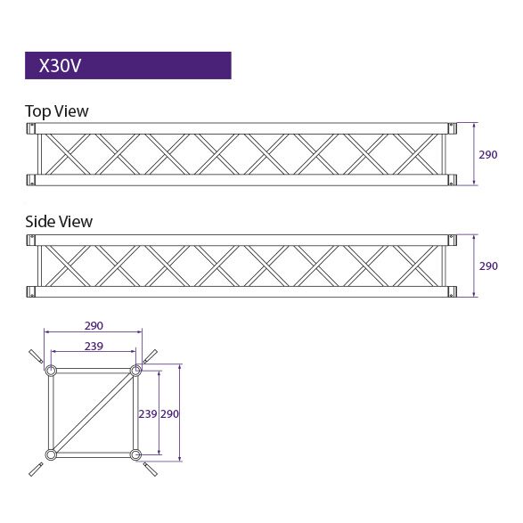 Tweedehands Prolyte H30V-C003 truss vierkant 2-weg 90 graden zwart Tweedehands Prolyte H30V-C003 truss vierkant 2-weg 90 graden zwart