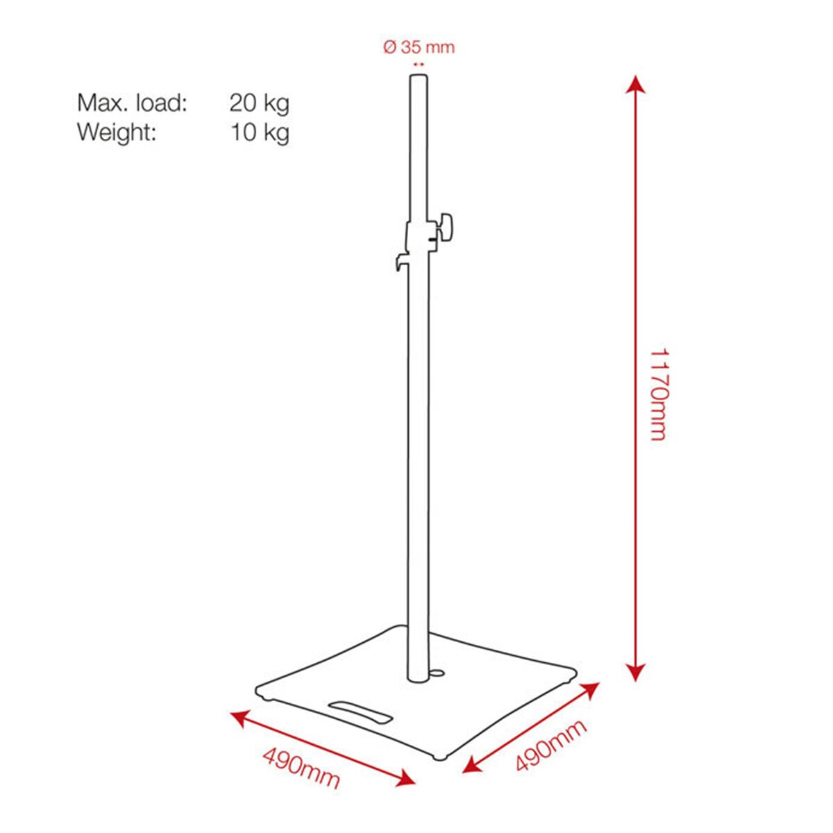 Showgear Speakerstandaard met Baseplate Showgear Speakerstandaard met Baseplate