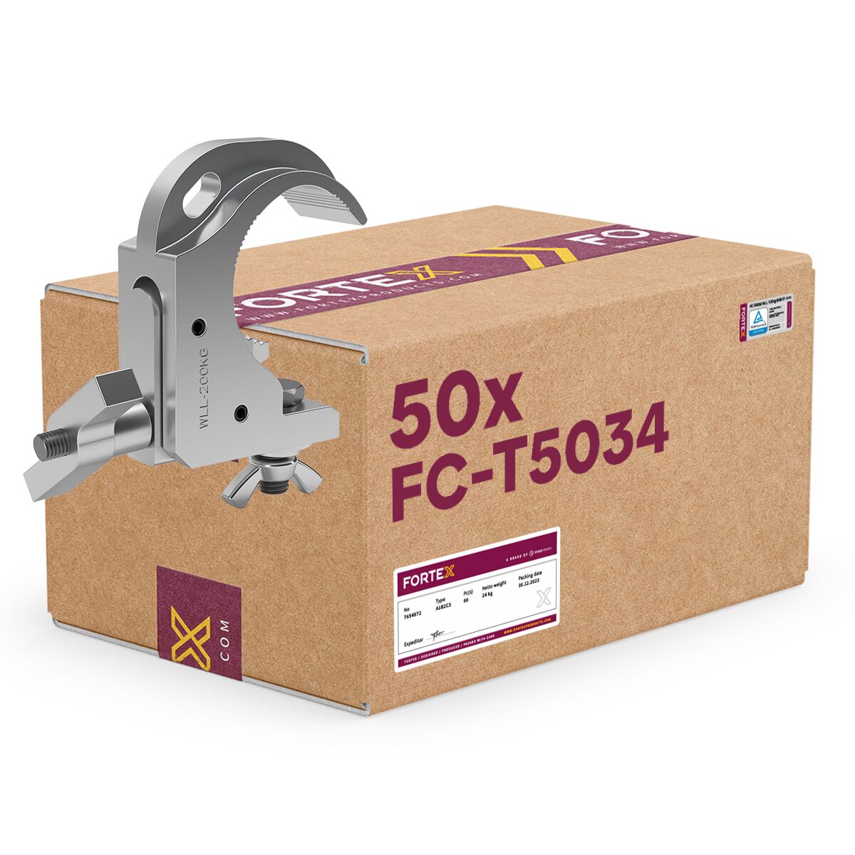 50x FORTEX Selflock Coupler truss klem Short WLL 200kg buis Ø48-51mm 50x FORTEX Selflock Coupler truss klem Short WLL 200kg buis Ø48-51mm